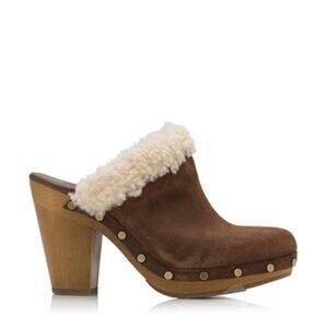 UGG Womens 9 Shearling Adele Clogs Suede Heels Cozy Y2k Studded Winter Party